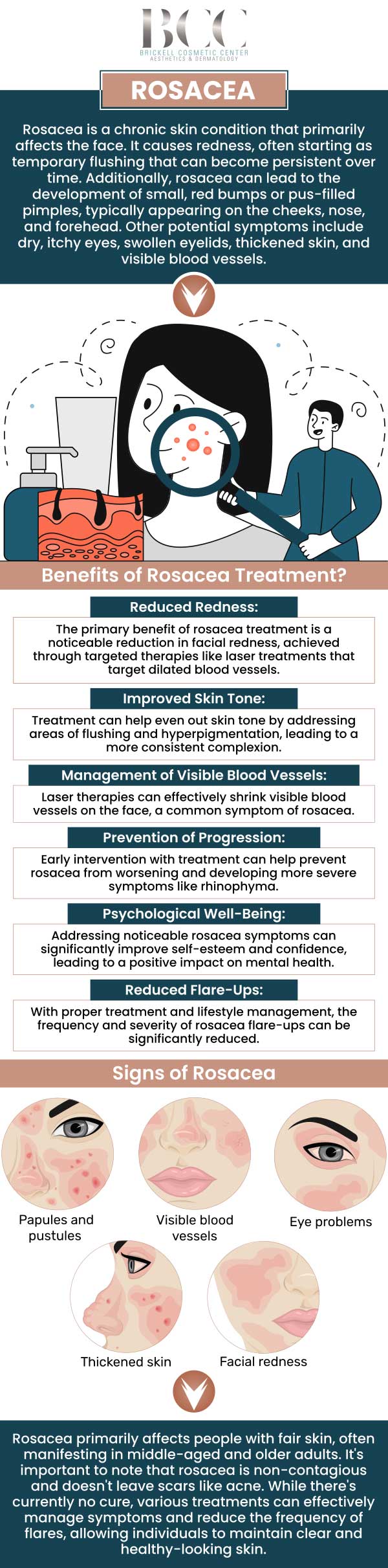 Common questions asked by Clients: What is rosacea? What causes rosacea? What are the symptoms of rosacea? Is rosacea contagious? For more information, contact us or request an appointment online. We serve patients from Miami FL, Key Biscayne FL, Wynwood FL, Coconut Grove FL, South Miami FL, Coral Gables FL, and surrounding areas.