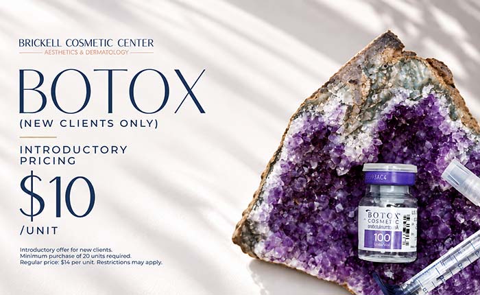 Botox Introductory Pricing $10/Unit at Brickell Cosmetic Center in Miami, FL Botox Introductory Pricing $10/Unit at Brickell Cosmetic Center in Miami, FL